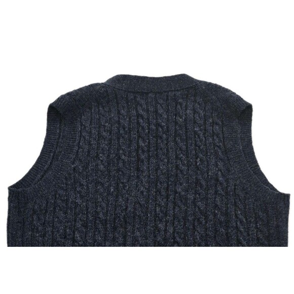 Spier & Mackay Sweater Vest Mens 2XL Navy Blue Wool Cable Knit Button V Neck - Picture 6 of 12